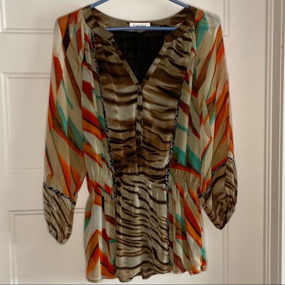 Calvin Klein 2-Toned Zebra Print Top - Picture 3 of 6